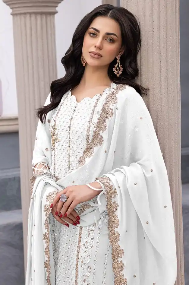 FC MARIA-A 1038 White Color Sequence Georgette Embroidery Salwar Suit Wedding, Party, Festive events, Expected Delivery  4-6 Working Days @2099 | Casual Suits, Creative suits, Designer Suits, Palazzo Suits, Party Wear Suits, Patiala Suits, Salwar suit, Straight Suits