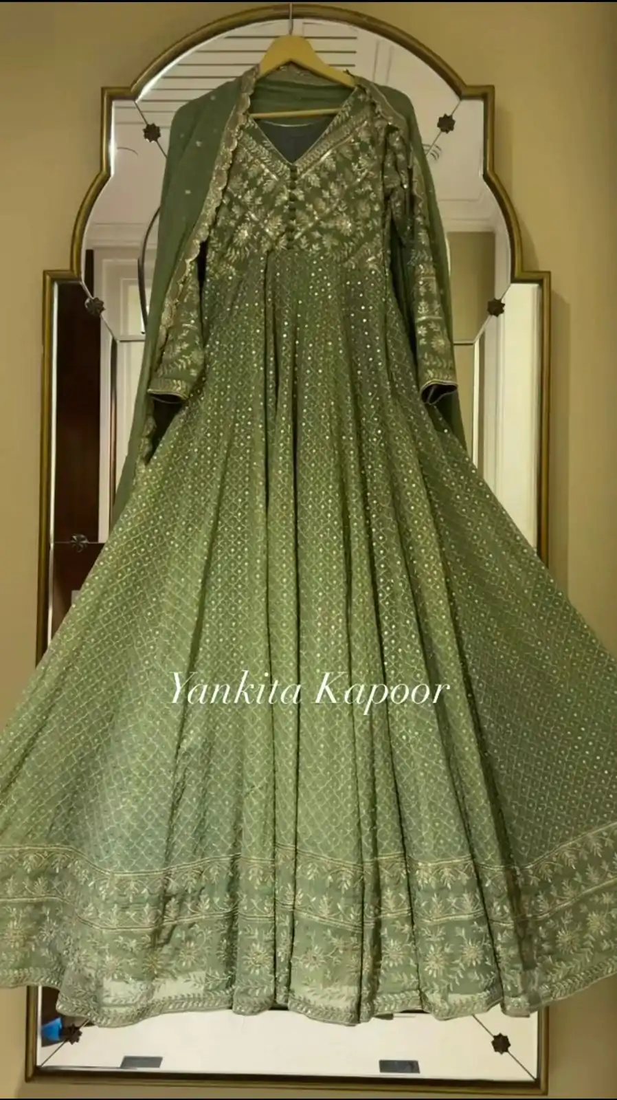 SR 1628 Green Color Georgette Embroidery Sequence Gown Casual, Wedding, Party, Festive, Events Etc. Expected Delivery 4-6 Working Days @2499/- | Bollywood Gowns, Creative Gowns, Designer Gowns, Gowns, Party Wear Gowns