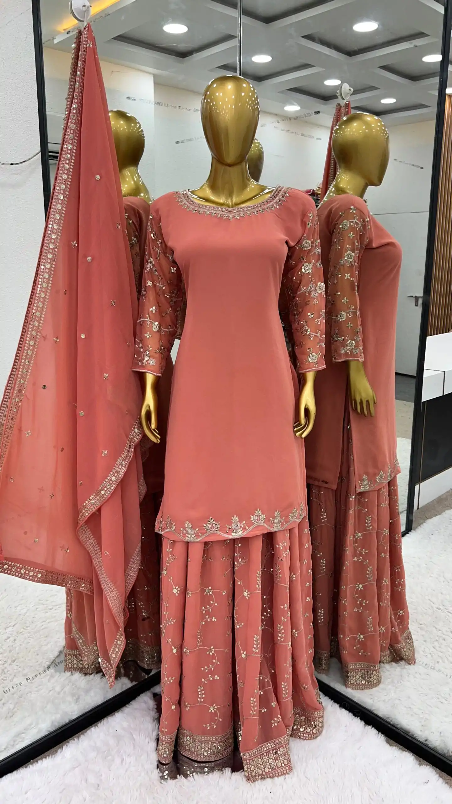 SRK 5135 Onion Color Georgette Embroidery Sequence Salwar Suit Wedding, Party, Festive, Events Expected Delivery 4-6 Working Days @ 1999/- | Jump Suits, Casual Suits, Creative suits, Designer Suits, Palazzo Suits, Party Wear Suits, Patiala Suits, Salwar suit, Straight Suits