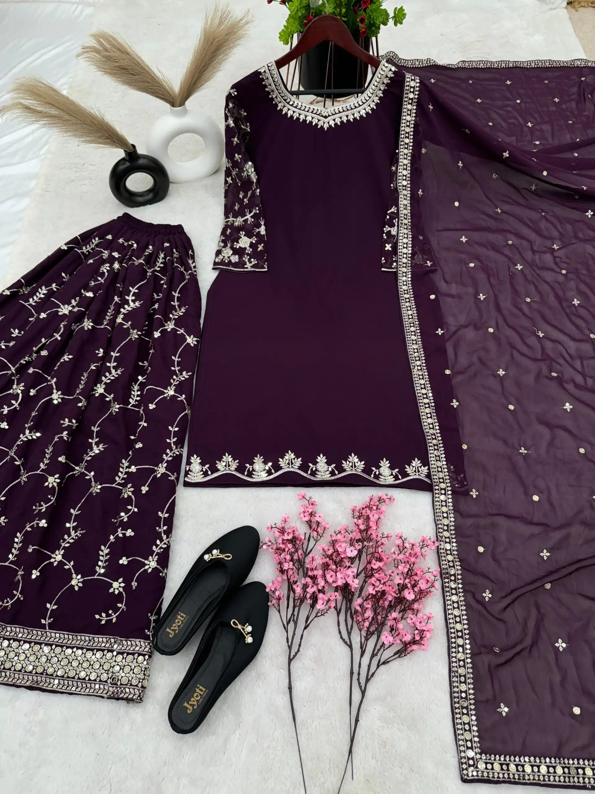 SRK 5135 Purple Color Georgette Embroidery Sequence Salwar Suit Wedding, Party, Festive, Events Expected Delivery 4-6 Working Days @ 1999/- | Jump Suits, Casual Suits, Creative suits, Designer Suits, Palazzo Suits, Party Wear Suits, Patiala Suits, Salwar suit, Straight Suits