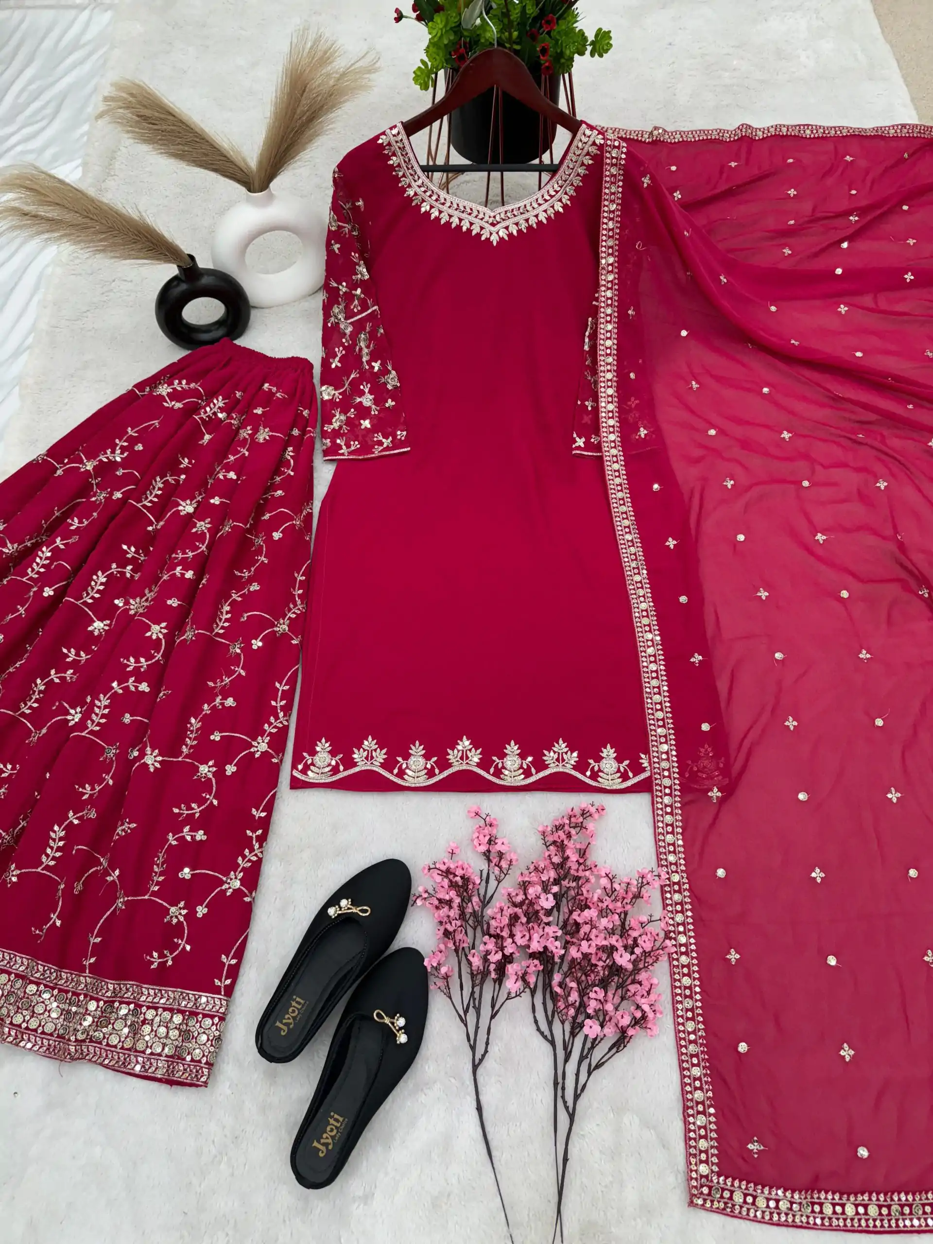 SRK 5135 Red Color Georgette Embroidery Sequence Salwar Suit Wedding, Party, Festive, Events Expected Delivery 4-6 Working Days @ 1999/- | Jump Suits, Casual Suits, Creative suits, Designer Suits, Palazzo Suits, Party Wear Suits, Patiala Suits, Salwar suit, Straight Suits