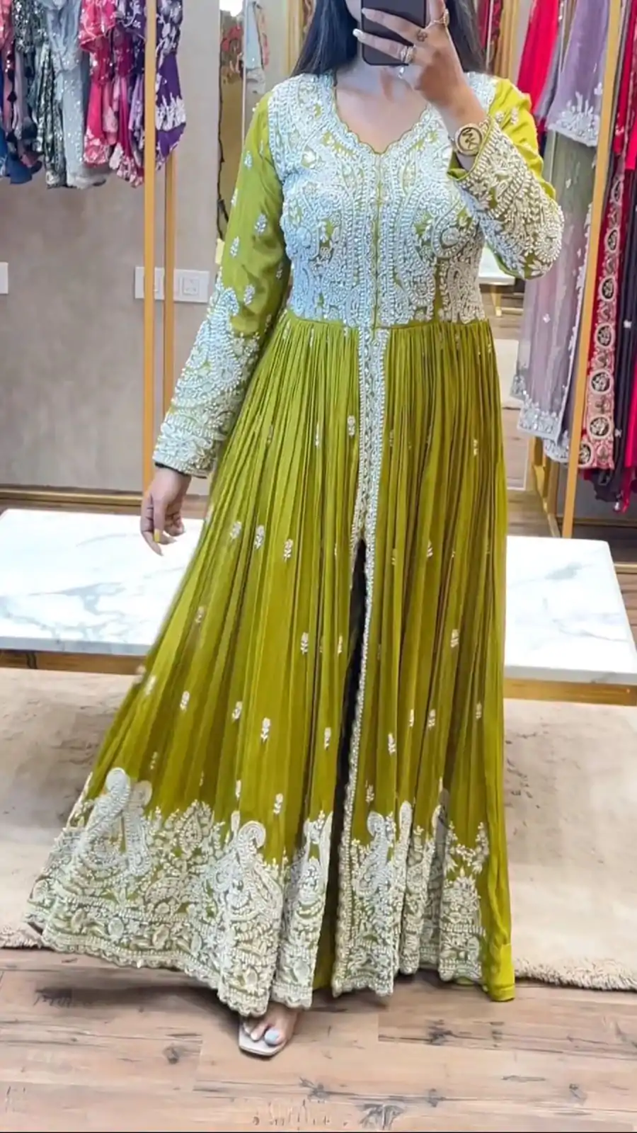 SR 1623 Pista Green Color Georgette Embroidery Sequence Gown Casual, Wedding, Party, Festive, Events Etc. Expected Delivery 4-6 Working Days @2349/- | Bollywood Gowns, Creative Gowns, Designer Gowns, Gowns, Party Wear Gowns