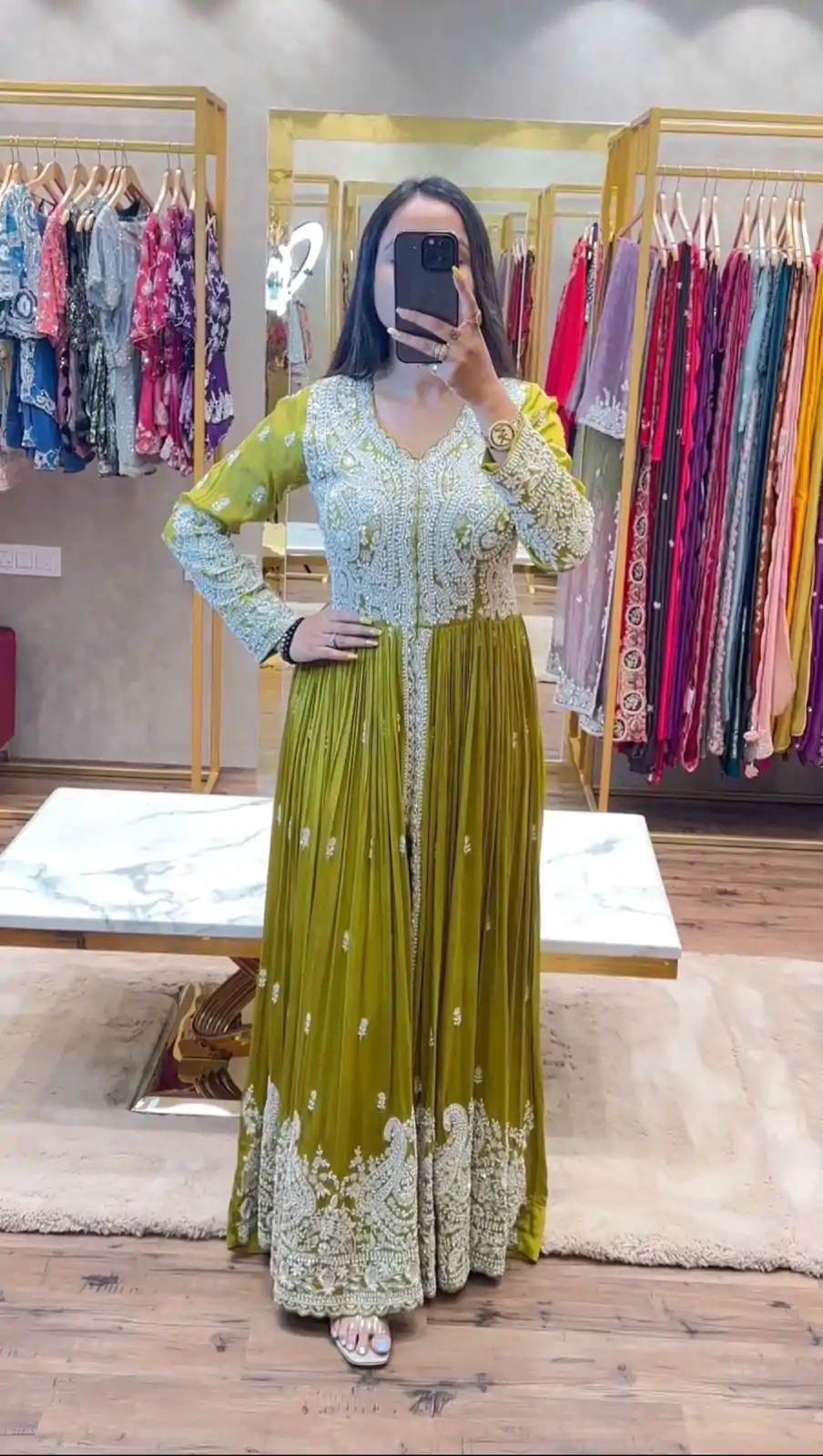 SR 1623 Pista Green Color Georgette Embroidery Sequence Gown Casual, Wedding, Party, Festive, Events Etc. Expected Delivery 4-6 Working Days @2349/- | Bollywood Gowns, Creative Gowns, Designer Gowns, Gowns, Party Wear Gowns
