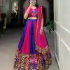 Majestic Royal Blue Color Rayon Printed Silk Work Lehenga Choli