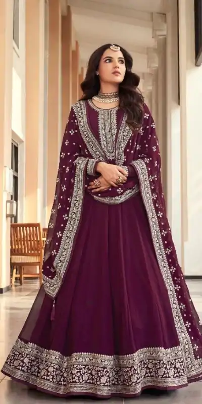 FC AM 16063 Wine Color Georgette Embroidery Salwar Suit Wedding, Party, Festive events, Expected Delivery  4-6 Working Days @2649 | Casual Suits, Creative suits, Designer Suits, Palazzo Suits, Party Wear Suits, Patiala Suits, Salwar suit, Straight Suits