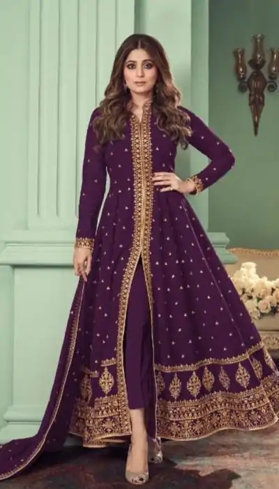 FC ASHIRWAD 8527 Purple Color Heavy Georgette Embroidery Sharara Suit Wedding, Party, Festive Expected Delivery 4-6 Working Days  @2599/- | Jump Suits, Casual Suits, Creative suits, Designer Suits, Palazzo Suits, Party Wear Suits, Patiala Suits, Salwar suit, Straight Suits