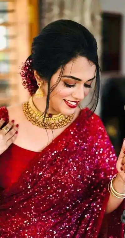 BT 152 Red Color Georgette Fancy Sequence Embroidery Saree Casual, Party Wear, Traditional Wear, Wedding Wear, Events Etc.@1749/- | Bollywood Sarees, Creative Sarees, Designer Sarees, Ethnic Saree, Party Wear Sarees, Sarees