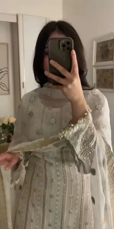 ZF 381 White Color Georgette Embroidery Sequence Salwar Suit Casual, Wedding, Party, Events Etc. Expected Delivery 4-6 Working Days 2399/- | Jump Suits, Casual Suits, Creative suits, Designer Suits, Palazzo Suits, Party Wear Suits, Patiala Suits, Salwar suit, Straight Suits