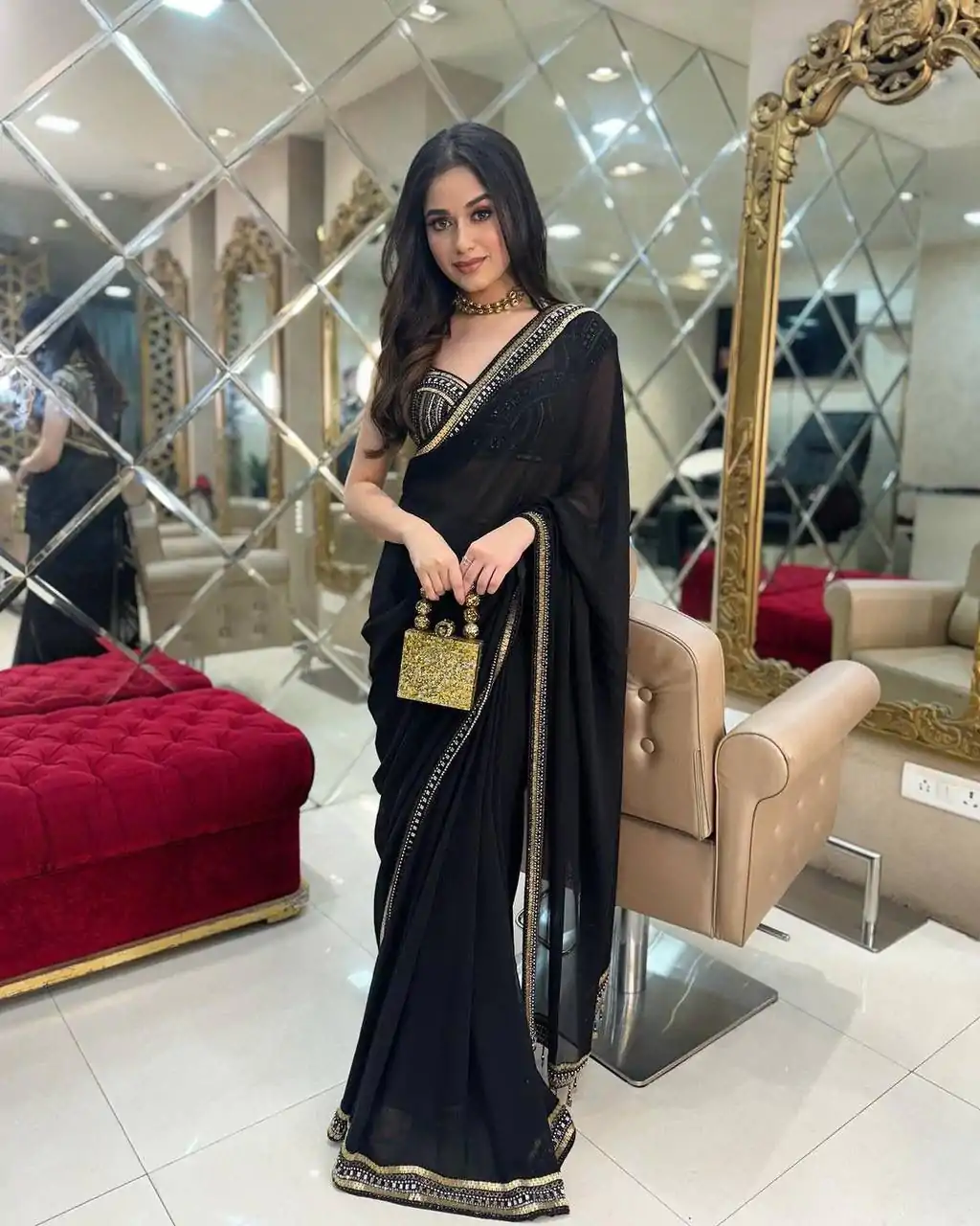 ST 468 Black Color Georgette Embroidery Lace Border Work Saree Casual, Wedding, Party, Festive, Events Etc. Expected Delivery 4-6 Working Days @1699/- | Bollywood Sarees, Creative Sarees, Designer Sarees, Embroidered Sarees, Ethnic Saree, Party Wear Sarees, Sarees