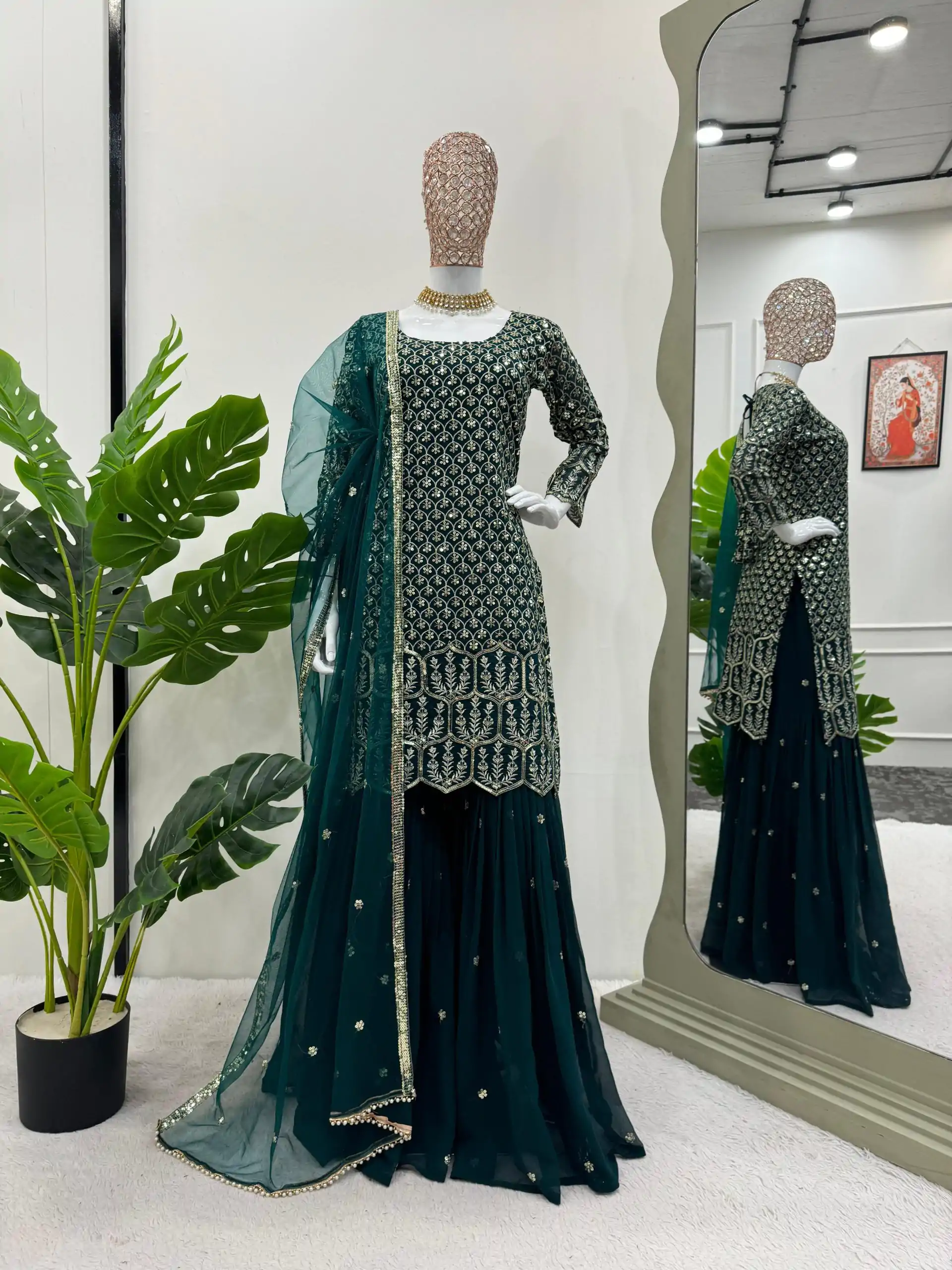 KD 1466 Pink Color Georgette Sequence Thread Work Salwar Suit Casual, Party, Festive, Events Wedding Etc. Expected Delivery 4-6 Working Days @2349/- | Casual Suits, Creative suits, Designer Suits, Palazzo Suits, Party Wear Suits, Salwar suit, Straight Suits