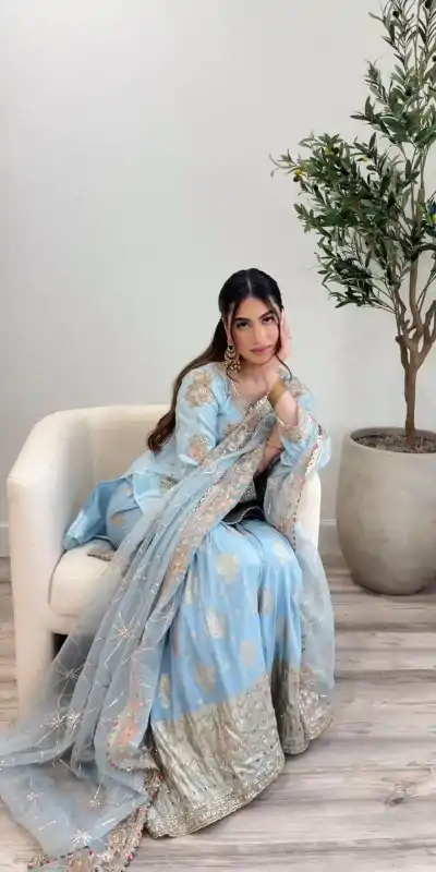 SSR 468 Light Blue Color Georgette Embroidery Sequence Salwar Suit Wedding, Party, Festive, Events Expected Delivery 4-6 Working Days @ 2149/- Only | Casual Suits, Creative suits, Designer Suits, Party Wear Suits, Salwar suit, Straight Suits