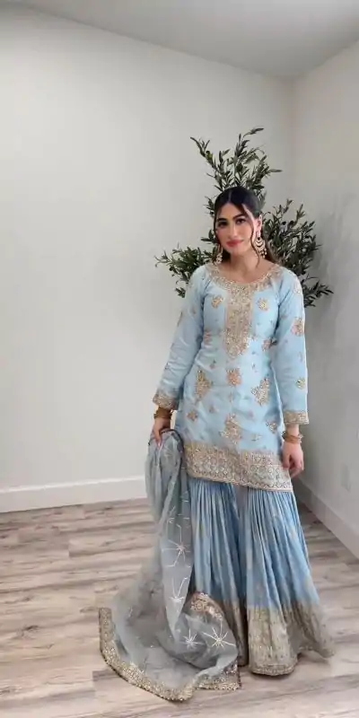 SSR 468 Light Blue Color Georgette Embroidery Sequence Salwar Suit Wedding, Party, Festive, Events Expected Delivery 4-6 Working Days @ 2149/- Only | Casual Suits, Creative suits, Designer Suits, Party Wear Suits, Salwar suit, Straight Suits