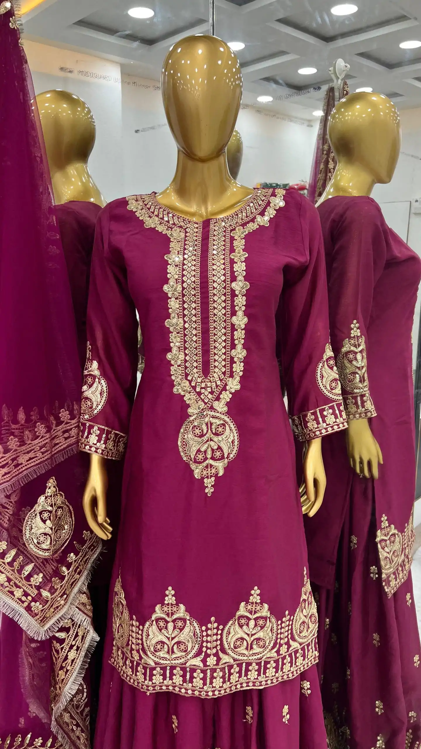 ZF 375 Purple Color Chinnon Silk Embroidery Sequence Salwar Suit Casual, Wedding, Party, Events Etc. Expected Delivery 4-6 Working Days 2099/- | Jump Suits, Casual Suits, Creative suits, Designer Suits, Palazzo Suits, Party Wear Suits, Patiala Suits, Salwar suit, Straight Suits
