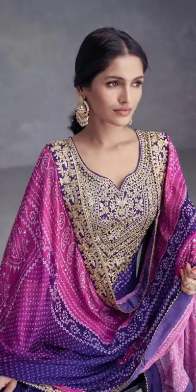 ZF 386 Violet Color Chinnon Digital Printed Sequence Salwar Suit Casual, Wedding, Party, Events Etc. Expected Delivery 4-6 Working Days 2399/- | Jump Suits, Casual Suits, Creative suits, Designer Suits, Palazzo Suits, Party Wear Suits, Patiala Suits, Salwar suit, Straight Suits