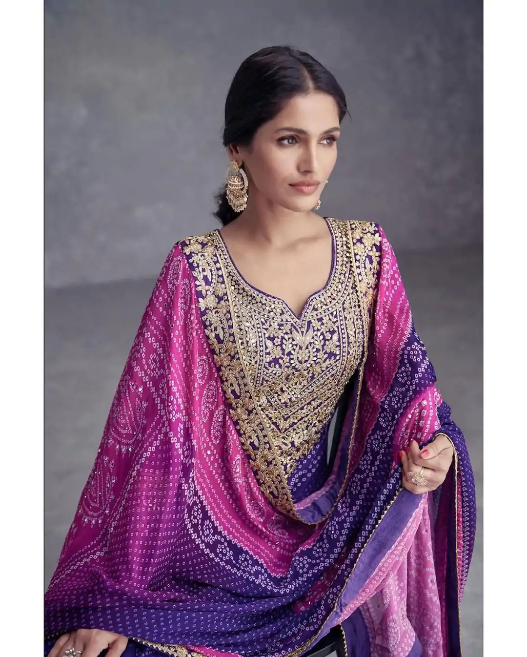 ZF 386 Violet Color Chinnon Digital Printed Sequence Salwar Suit Casual, Wedding, Party, Events Etc. Expected Delivery 4-6 Working Days 2399/- | Jump Suits, Casual Suits, Creative suits, Designer Suits, Palazzo Suits, Party Wear Suits, Patiala Suits, Salwar suit, Straight Suits