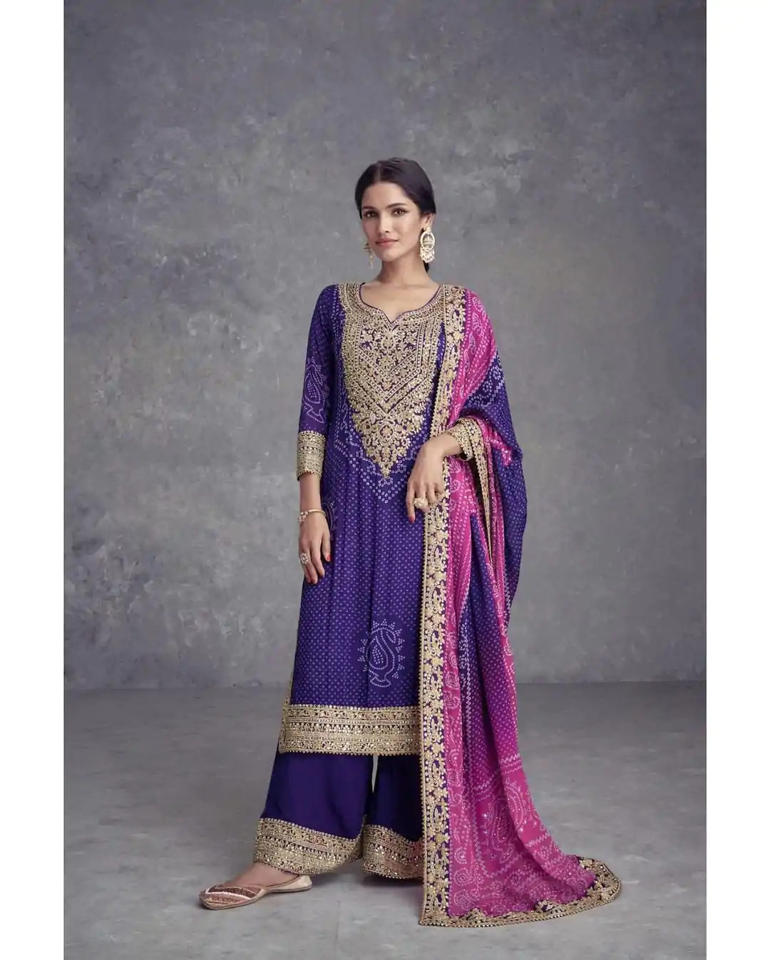 ZF 386 Violet Color Chinnon Digital Printed Sequence Salwar Suit Casual, Wedding, Party, Events Etc. Expected Delivery 4-6 Working Days 2399/- | Jump Suits, Casual Suits, Creative suits, Designer Suits, Palazzo Suits, Party Wear Suits, Patiala Suits, Salwar suit, Straight Suits