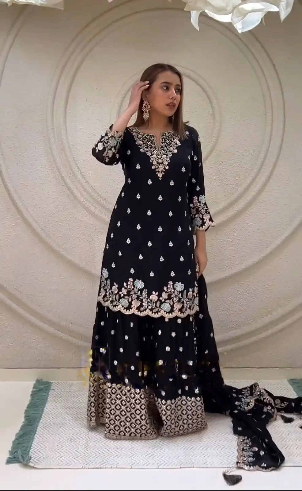NSR 816 Black Color Pure Chinnon Silk Embroidery Sequence Salwar Suit Wedding, Party, Festive, Events Expected Delivery 4-6 Working Days @ 2399/- | Jump Suits, Casual Suits, Creative suits, Designer Suits, Palazzo Suits, Party Wear Suits, Patiala Suits, Salwar suit, Straight Suits