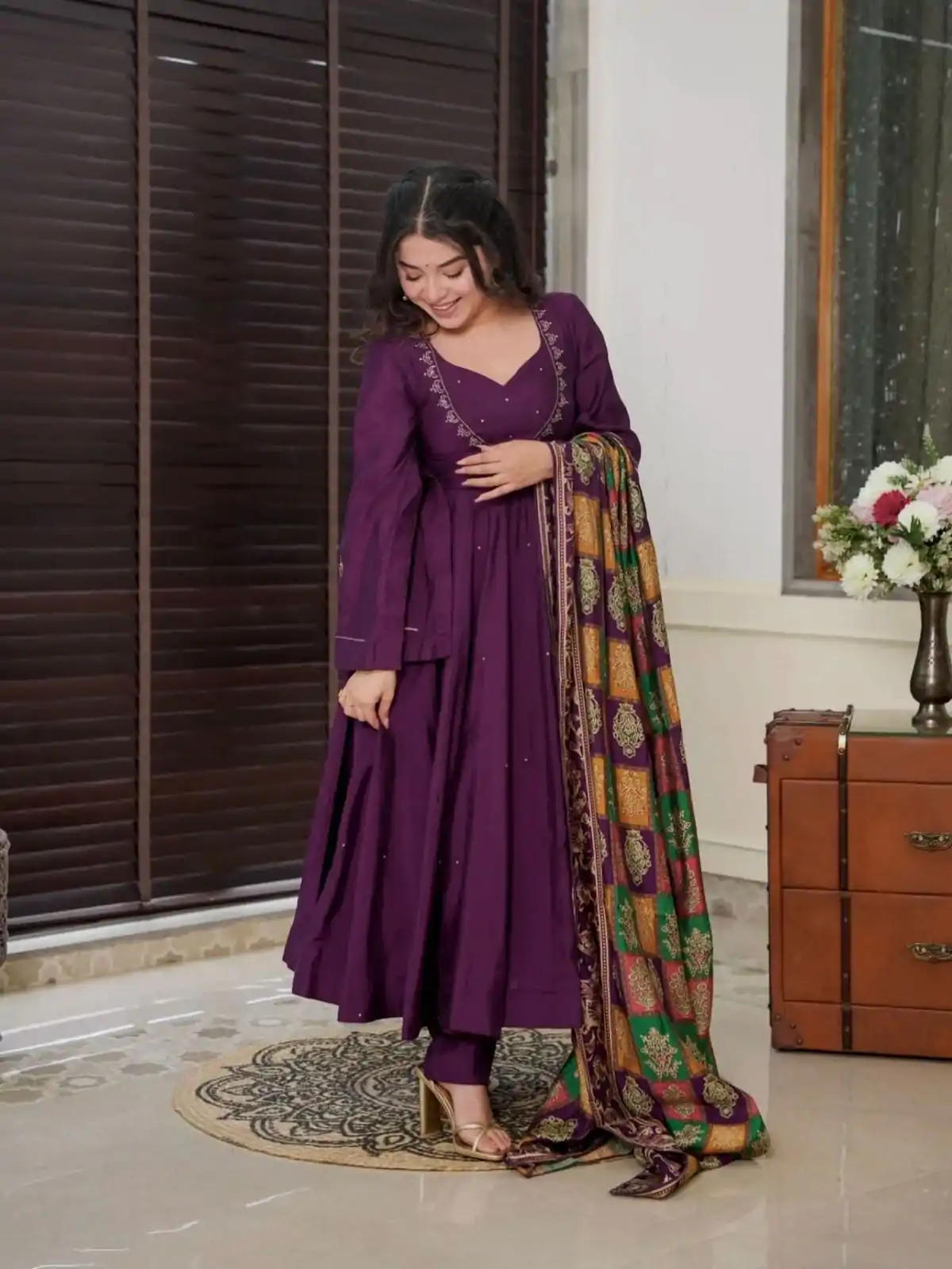 SRK 5181 Purple Color Pure Chinnon Silk Embroidery Sequence Salwar Suit Wedding, Party, Festive, Events Expected Delivery 4-6 Working Days @ 1899/- | Jump Suits, Casual Suits, Creative suits, Designer Suits, Palazzo Suits, Party Wear Suits, Patiala Suits, Salwar suit, Straight Suits