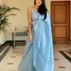 Peaceful Sky Blue Color Soft Lichi Silk Jacquard  All Over Saree