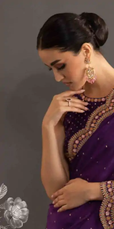 KD 359 Violet Color Georgette Thread Mith Moti Work Saree Casual, Party Wear, Wedding, Events Etc. Expected Delivery 4-6 Working Days @1849/- | Bollywood Sarees, Creative Sarees, Designer Sarees, Embroidered Sarees, Ethnic Saree, Party Wear Sarees, Sarees