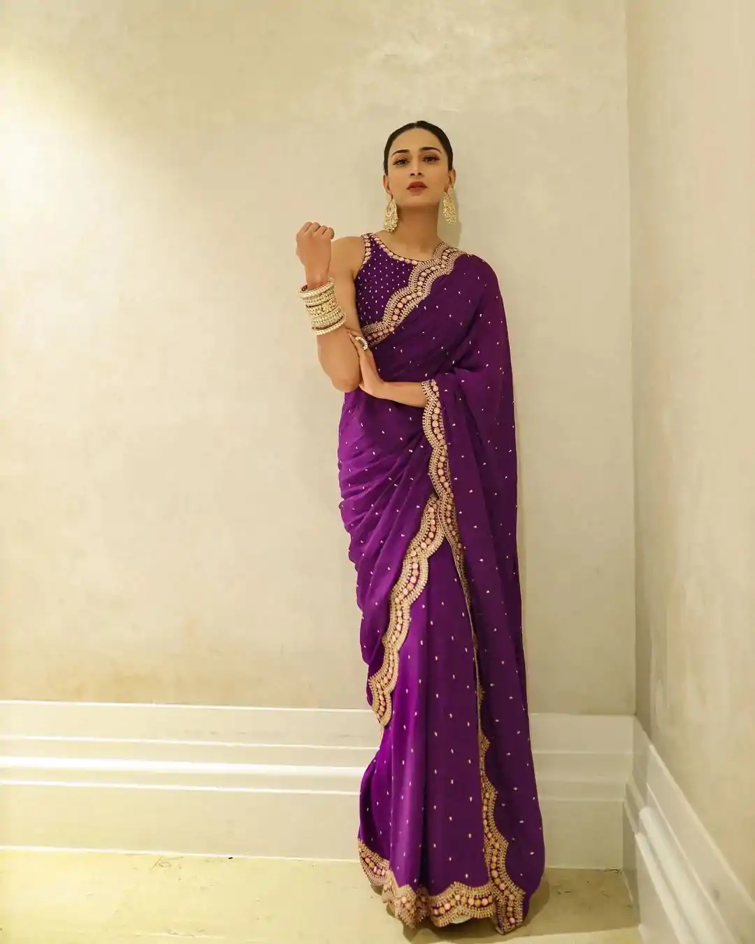 KD 359 Violet Color Georgette Thread Mith Moti Work Saree Casual, Party Wear, Wedding, Events Etc. Expected Delivery 4-6 Working Days @1849/- | Bollywood Sarees, Creative Sarees, Designer Sarees, Embroidered Sarees, Ethnic Saree, Party Wear Sarees, Sarees