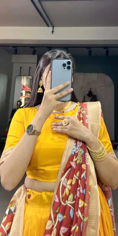 LNB1 2027 Yellow Color Dola Silk Kalamkari Printed Lehenga Choli Traditional Wear, Festive, Party, Wedding, Events etc. Expected 4-6 Working Days @1899/- | Creative Lehenga, Designer Lehenga, Embroidered Lehenga, Lehenga, Party Wear Lehenga