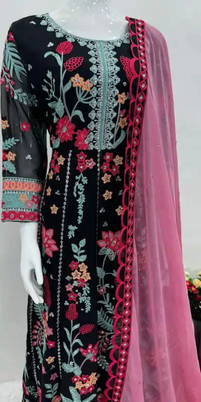 KF 1645 Black Color Georgette Embroidered Sequence Salwar Suit Wedding, Party, Festive, Events Etc. Expected Delivery 4-6 Working Days @2149/-Only | Casual Suits, Creative suits, Designer Suits, Palazzo Suits, Party Wear Suits, Salwar suit, Straight Suits