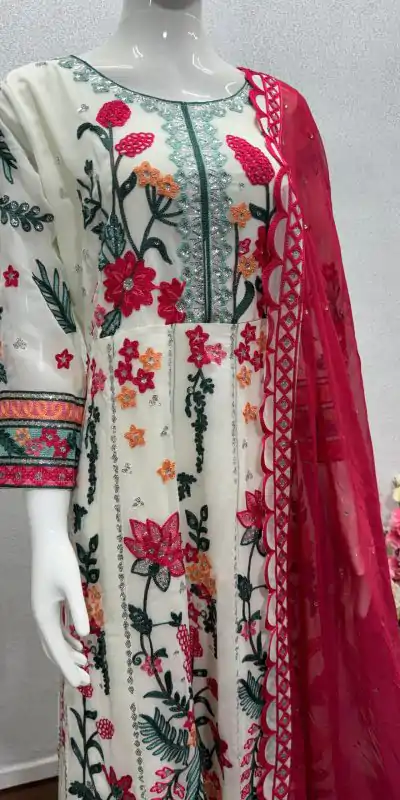 KF 1645 White Color Georgette Embroidered Sequence Salwar Suit Wedding, Party, Festive, Events Etc. Expected Delivery 4-6 Working Days @2149/-Only | Casual Suits, Creative suits, Designer Suits, Palazzo Suits, Party Wear Suits, Salwar suit, Straight Suits