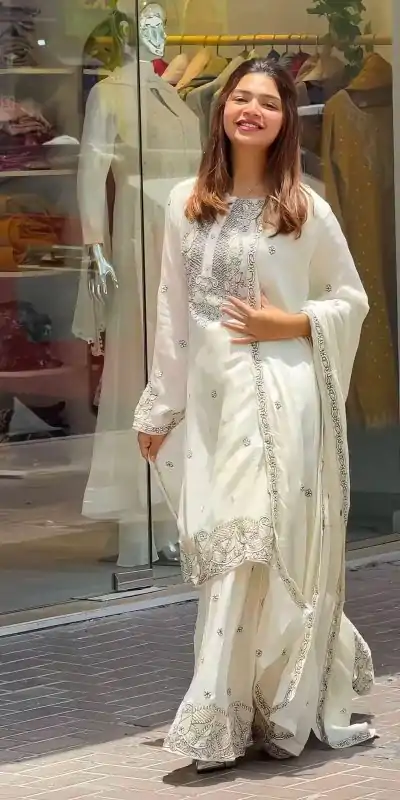SSR 473 White Color Georgette Embroidery Sequence Salwar Suit Wedding, Party, Festive, Events Expected Delivery 4-6 Working Days @ 2099/- Only | Casual Suits, Creative suits, Designer Suits, Party Wear Suits, Salwar suit, Straight Suits