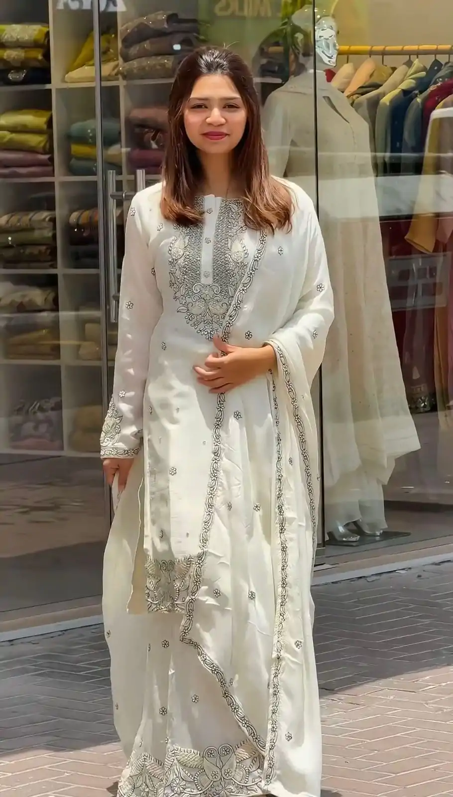 SSR 473 White Color Georgette Embroidery Sequence Salwar Suit Wedding, Party, Festive, Events Expected Delivery 4-6 Working Days @ 2099/- Only | Casual Suits, Creative suits, Designer Suits, Party Wear Suits, Salwar suit, Straight Suits
