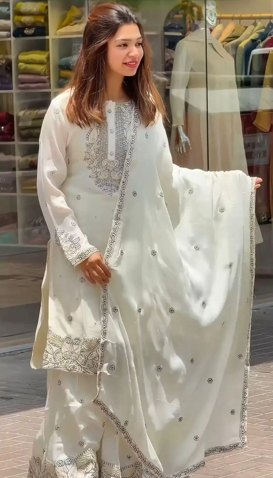 SSR 473 White Color Georgette Embroidery Sequence Salwar Suit Wedding, Party, Festive, Events Expected Delivery 4-6 Working Days @ 2099/- Only | Casual Suits, Creative suits, Designer Suits, Party Wear Suits, Salwar suit, Straight Suits