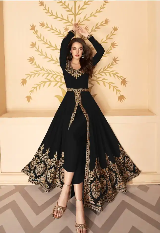 FC ASHIRWAD 7216 Black Color Georgette Embroidery Sharara Suit Wedding, Party, Festive Expected Delivery 4-6 Working Days @2299/- | Jump Suits, Casual Suits, Creative suits, Designer Suits, Palazzo Suits, Party Wear Suits, Patiala Suits, Salwar suit, Straight Suits