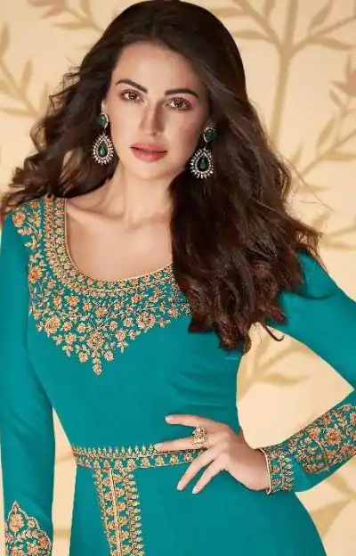 FC ASHIRWAD 7216 Blue Color Georgette Embroidery Sharara Suit Wedding, Party, Festive Expected Delivery 4-6 Working Days @2299/- | Jump Suits, Casual Suits, Creative suits, Designer Suits, Palazzo Suits, Party Wear Suits, Patiala Suits, Salwar suit, Straight Suits
