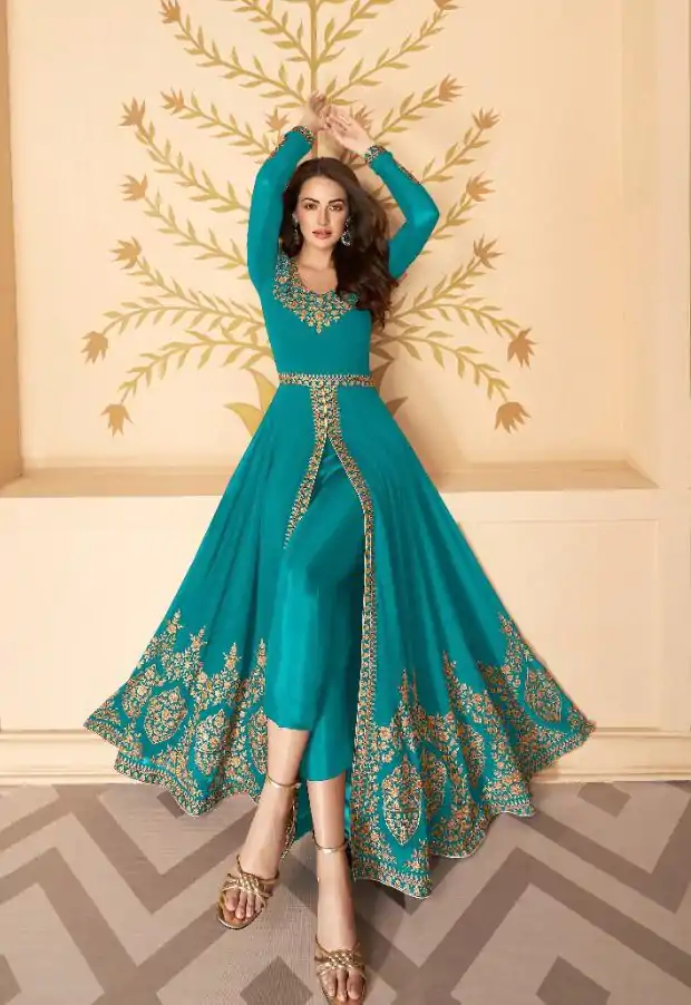 FC ASHIRWAD 7216 Blue Color Georgette Embroidery Sharara Suit Wedding, Party, Festive Expected Delivery 4-6 Working Days  @2299/- | Jump Suits, Casual Suits, Creative suits, Designer Suits, Palazzo Suits, Party Wear Suits, Patiala Suits, Salwar suit, Straight Suits