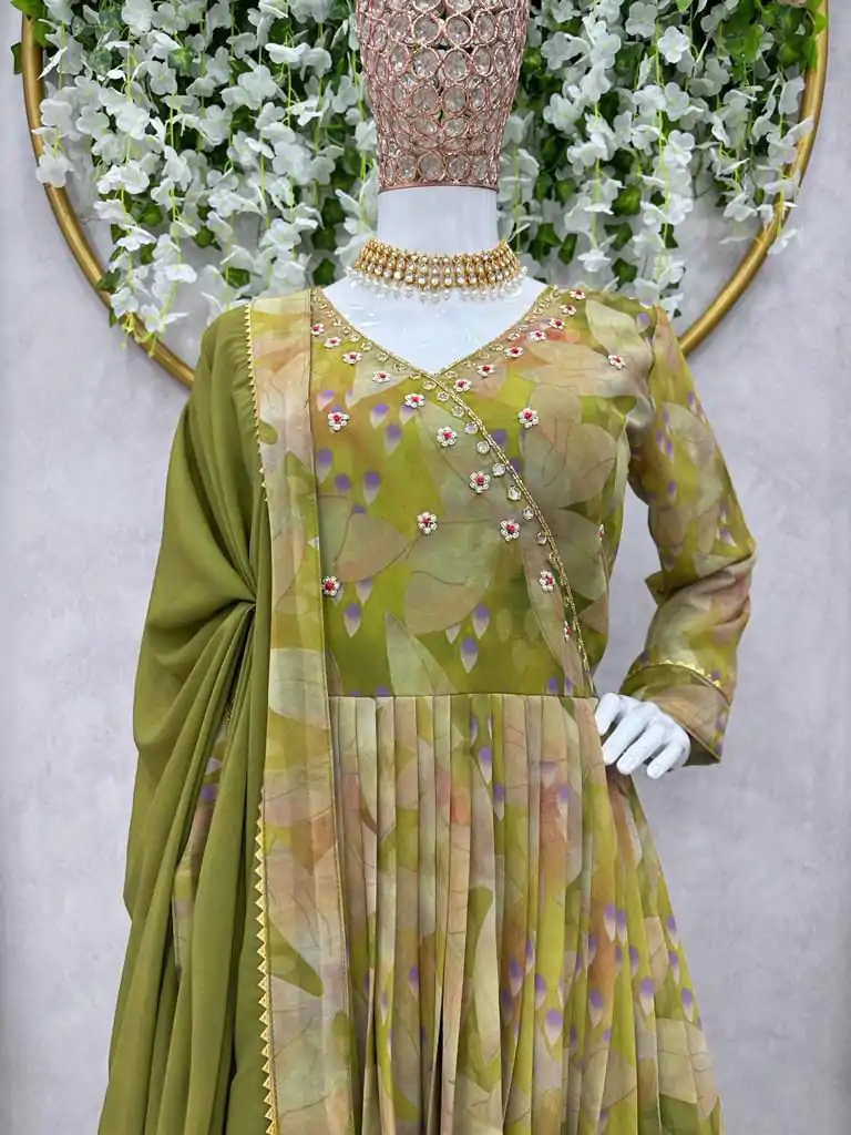 KD 1374 Green  Color Georgette Silk Digital Printed Salwar Suit Casual, Party, Festive, Events Wedding Etc.  Expected Delivery 4-6 Working Days @2049/- | Casual Suits, Creative suits, Designer Suits, Palazzo Suits, Party Wear Suits, Salwar suit, Straight Suits