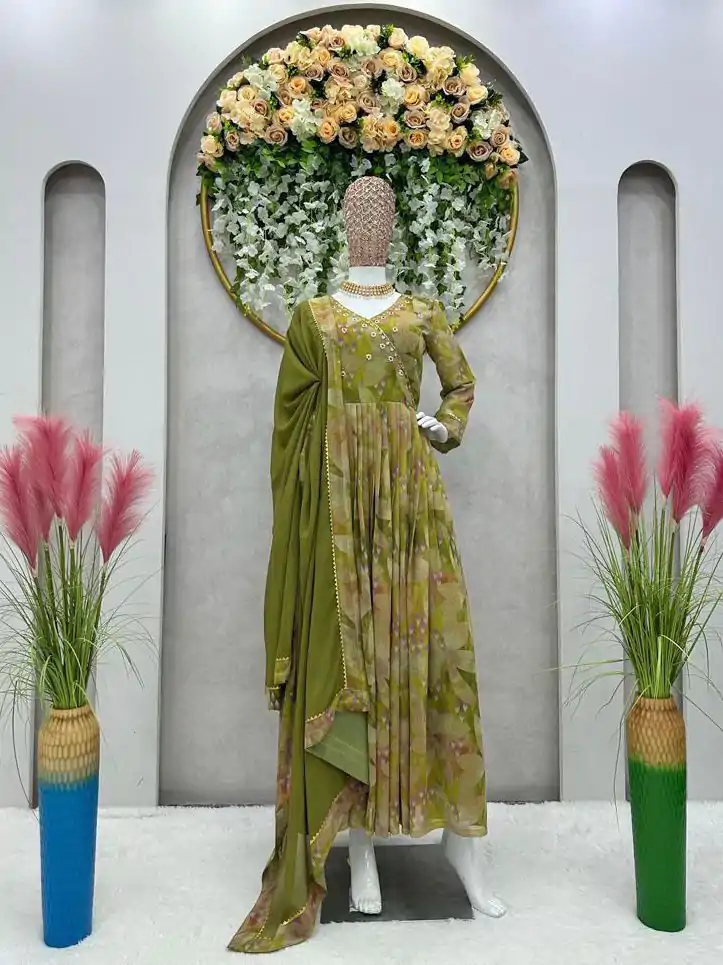 KD 1374 Green  Color Georgette Silk Digital Printed Salwar Suit Casual, Party, Festive, Events Wedding Etc.  Expected Delivery 4-6 Working Days @2049/- | Casual Suits, Creative suits, Designer Suits, Palazzo Suits, Party Wear Suits, Salwar suit, Straight Suits