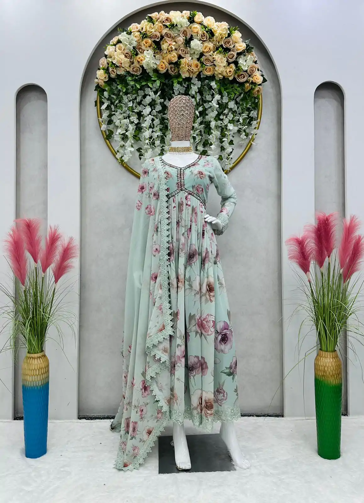 KD 1342 Light Blue Color Georgette Digital Printed Salwar Suit Casual, Party, Festive, Events Wedding Etc.  Expected Delivery 4-6 Working Days @2049/- | Casual Suits, Creative suits, Designer Suits, Palazzo Suits, Party Wear Suits, Salwar suit, Straight Suits