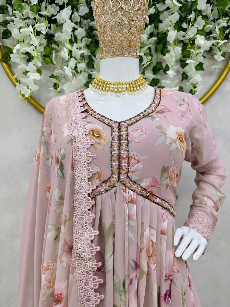 KD 1342 Light Peach Color Georgette Digital Printed Salwar Suit Casual, Party, Festive, Events Wedding Etc.  Expected Delivery 4-6 Working Days @2049/- | Casual Suits, Creative suits, Designer Suits, Palazzo Suits, Party Wear Suits, Salwar suit, Straight Suits
