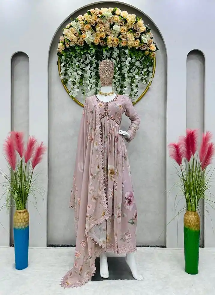KD 1342 Light Peach Color Georgette Digital Printed Salwar Suit Casual, Party, Festive, Events Wedding Etc.  Expected Delivery 4-6 Working Days @2049/- | Casual Suits, Creative suits, Designer Suits, Palazzo Suits, Party Wear Suits, Salwar suit, Straight Suits
