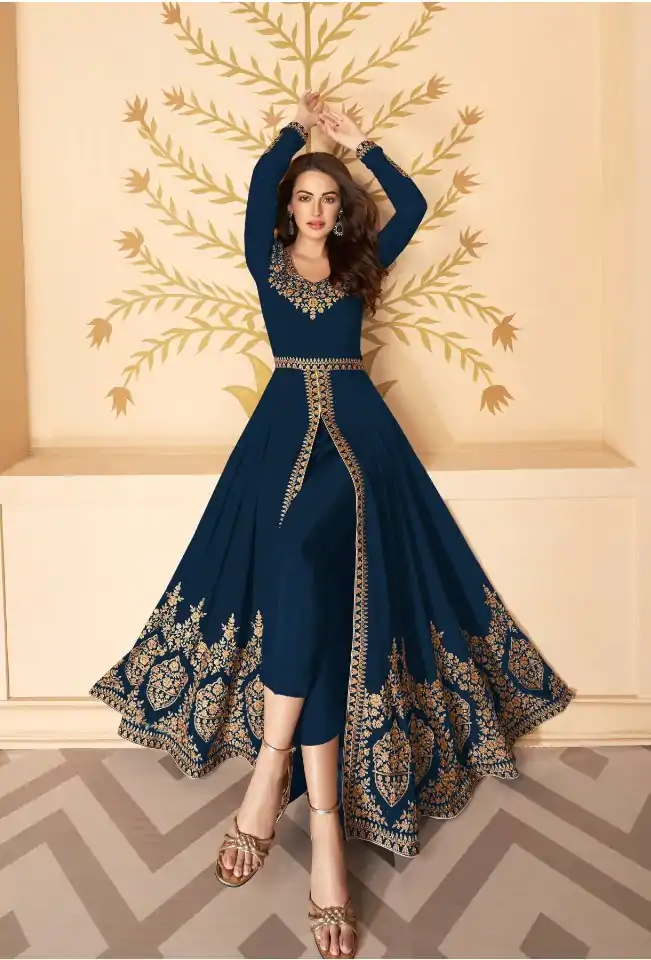 FC ASHIRWAD 7216 Navy Blue Color Georgette Embroidery Sharara Suit Wedding, Party, Festive Expected Delivery 4-6 Working Days  @2299/- | Jump Suits, Casual Suits, Creative suits, Designer Suits, Palazzo Suits, Party Wear Suits, Patiala Suits, Salwar suit, Straight Suits