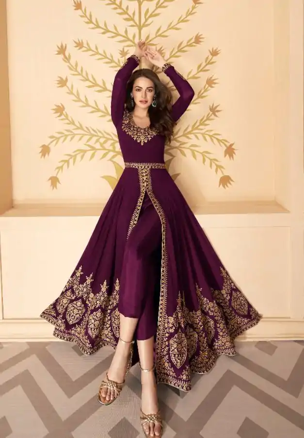 FC ASHIRWAD 7216 Purple Color Georgette Embroidery Sharara Suit Wedding, Party, Festive Expected Delivery 4-6 Working Days  @2299/- | Jump Suits, Casual Suits, Creative suits, Designer Suits, Palazzo Suits, Party Wear Suits, Patiala Suits, Salwar suit, Straight Suits