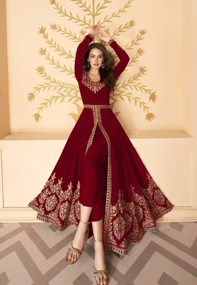 FC ASHIRWAD 7216 Red Color Georgette Embroidery Sharara Suit Wedding, Party, Festive Expected Delivery 4-6 Working Days @2299/- | Jump Suits, Casual Suits, Creative suits, Designer Suits, Palazzo Suits, Party Wear Suits, Patiala Suits, Salwar suit, Straight Suits