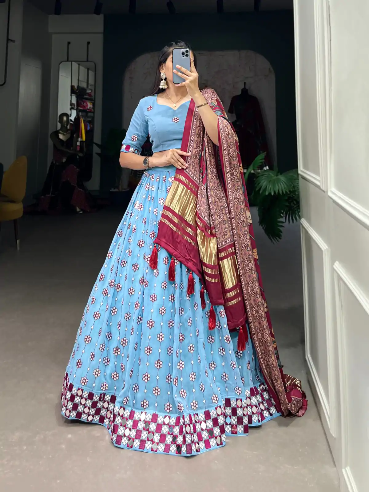 LNB 1733 Sky Blue Color Georgette Sequins Embroidery Lehenga Choli Festive Party Wedding, Events etc. Delivery 4-6 Working Days @4799/- | Creative Lehenga, Designer Lehenga, Embroidered Lehenga, Lehenga, Party Wear Lehenga