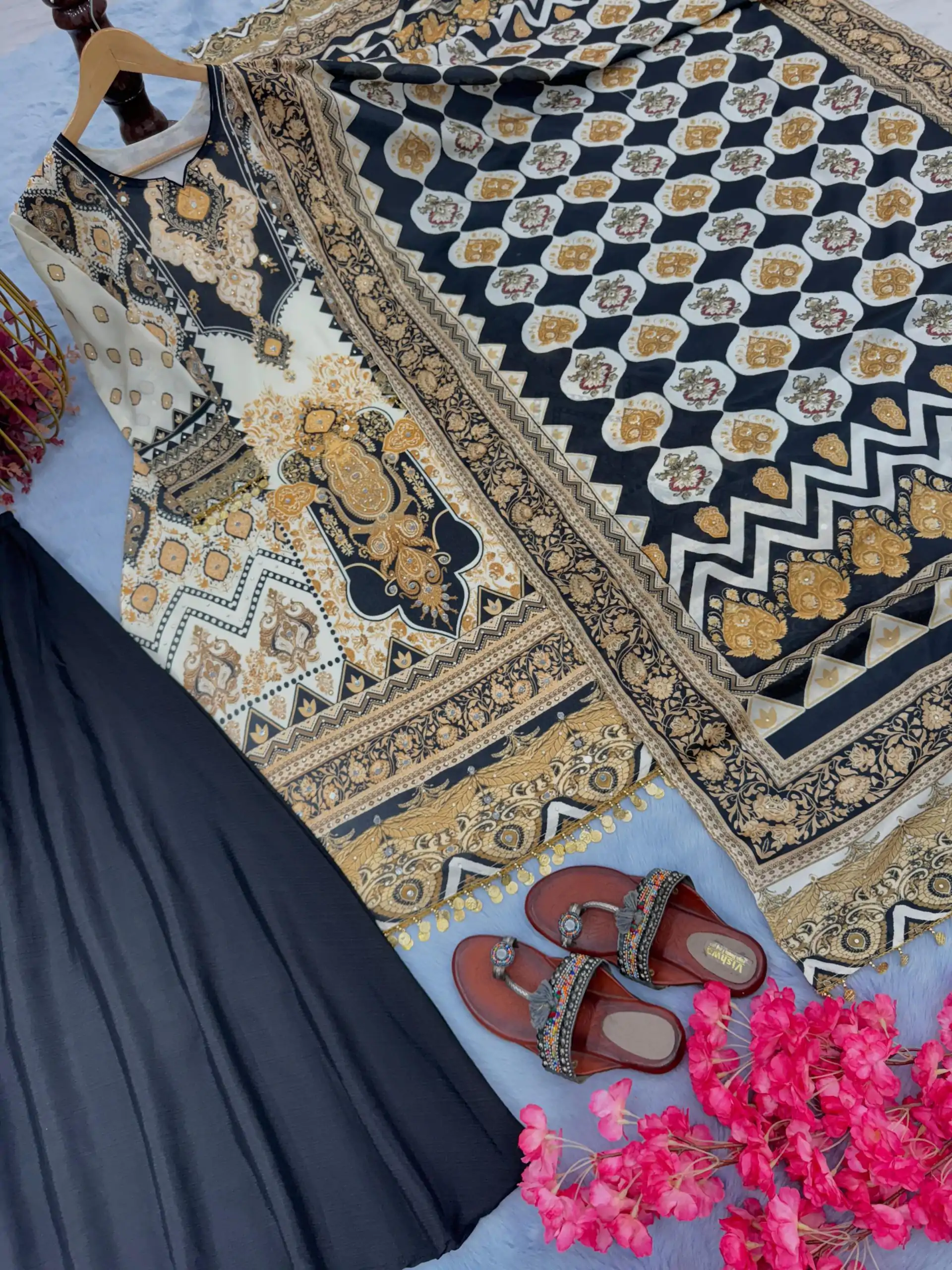 AD 166 Black Color Chinon Silk Digital Printed Work Sharara Suit Casual, Wedding, Party, Festive, Events Etc. Expected Delivery 4-6 Working Days @1949/- | Jump Suits, Casual Suits, Creative suits, Designer Suits, Palazzo Suits, Party Wear Suits, Patiala Suits, Salwar suit, Straight Suits