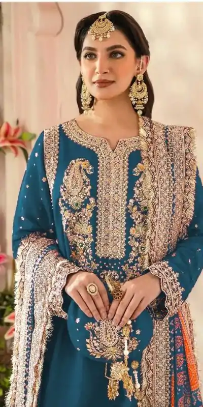 FC MARIA-A 1074 Blue Color Georgette Embroidery Work Salwar Suit Wedding, Party, Festive events, Expected Delivery 4-6 Working Days @2149 | Casual Suits, Creative suits, Designer Suits, Palazzo Suits, Party Wear Suits, Patiala Suits, Salwar suit, Straight Suits