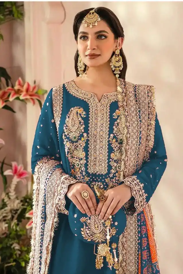 FC MARIA-A 1074 Blue Color Georgette Embroidery Work Salwar Suit Wedding, Party, Festive events, Expected Delivery  4-6 Working Days @2149 | Casual Suits, Creative suits, Designer Suits, Palazzo Suits, Party Wear Suits, Patiala Suits, Salwar suit, Straight Suits