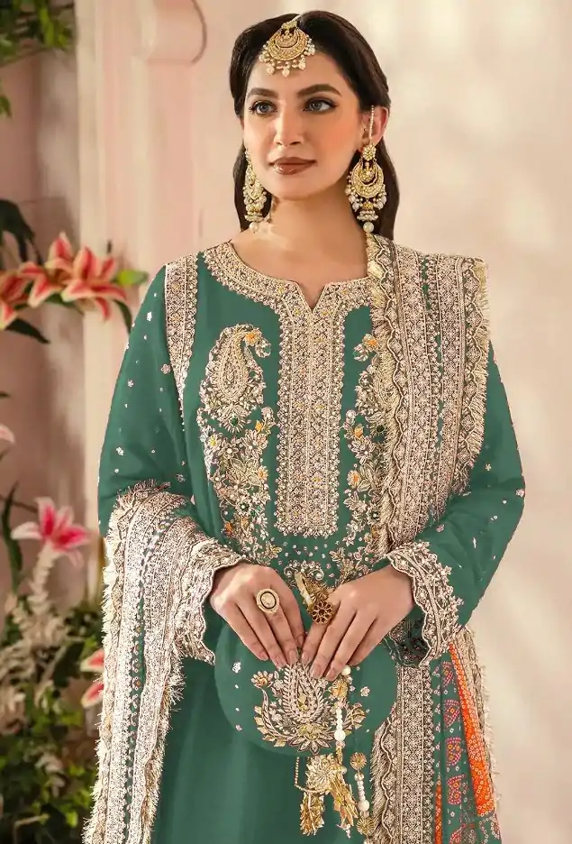 FC MARIA-A 1074 Green Color Georgette Embroidery Work Salwar Suit Wedding, Party, Festive events, Expected Delivery  4-6 Working Days @2149 | Casual Suits, Creative suits, Designer Suits, Palazzo Suits, Party Wear Suits, Patiala Suits, Salwar suit, Straight Suits