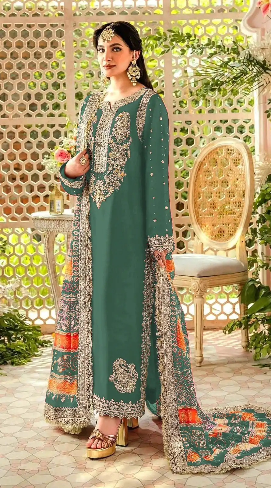 FC MARIA-A 1074 Green Color Georgette Embroidery Work Salwar Suit Wedding, Party, Festive events, Expected Delivery  4-6 Working Days @2149 | Casual Suits, Creative suits, Designer Suits, Palazzo Suits, Party Wear Suits, Patiala Suits, Salwar suit, Straight Suits