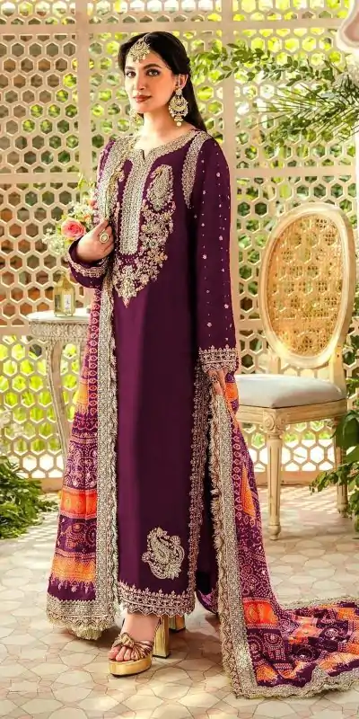 FC MARIA-A 1074 Purple Color Georgette Embroidery Work Salwar Suit Wedding, Party, Festive events, Expected Delivery  4-6 Working Days @2149 | Casual Suits, Creative suits, Designer Suits, Palazzo Suits, Party Wear Suits, Patiala Suits, Salwar suit, Straight Suits