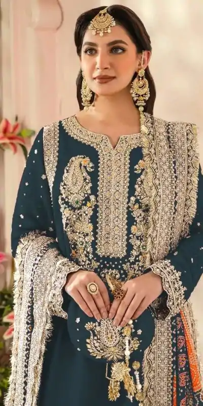 FC MARIA-A 1074 Stone Green Color Georgette Embroidery Work Salwar Suit Wedding, Party, Festive events, Expected Delivery 4-6 Working Days @2149 | Casual Suits, Creative suits, Designer Suits, Palazzo Suits, Party Wear Suits, Patiala Suits, Salwar suit, Straight Suits